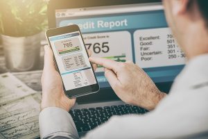report credit score banking borrowing application risk form document loan business market policy deployment data check workplace concept - stock image